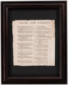 ADAMS AND LIBERTY IMPORTANT & RARE C. 1799 CAMPAIGN SONG SHEET.