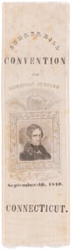 BUNKER HILL CONVENTION AND HARRISON JUBILEE 1840 CAMPAIGN PORTRAIT RIBBON.