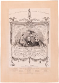 HENRY CLAY "GRAND NATIONAL WHIG PRIZE BANNER" 1844 CAMPAIGN PRINT.