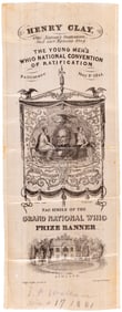 HENRY CLAY "GRAND NATIONAL WHIG PRIZE BANNER" 1844 RIBBON.
