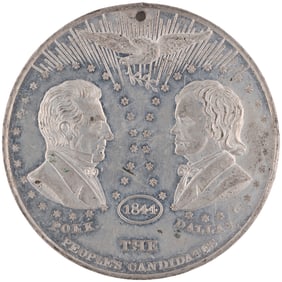 POLK & DALLAS DeWITT 1844-1 JUGATE CAMPAIGN MEDAL.