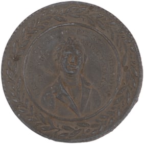 FRANKLIN PIERCE C. 1852 RARE PEWTER FIELD MIRROR.
