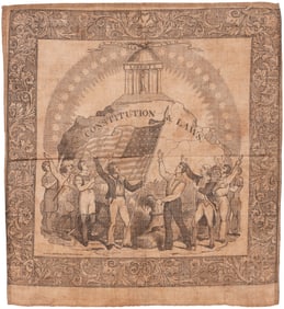 FILLMORE KNOW NOTHING PARTY "CONSTITUTION & LAWS" GRAPHIC 1856 TEXTILE.