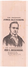 BUCHANAN 1856 CAMPAIGN PORTRAIT RIBBON WITH SLOGAN.