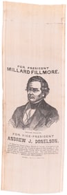 FILLMORE "I KNOW ONLY MY COUNTRY" 1856 CAMPAIGN RIBBON.