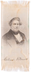 MILLARD FILLMORE RARE 1856 PORTRAIT RIBBON WITH FACSIMILE SIGNATURE.