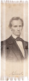 LINCOLN 1860 CAMPAIGN MATHEW BRADY PORTRAIT RIBBON.