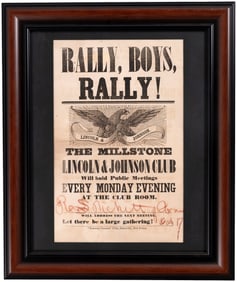 LINCOLN & JOHNSON MILLSTONE, NEW JERSEY 1864 CAMPAIGN CLUB BROADISDE.