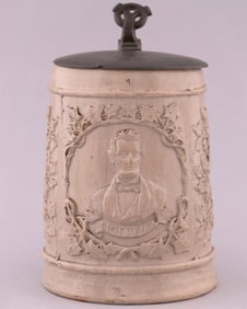 LINCOLN CIVIL WAR ERA C. 1864 LIDDED CERAMIC MUG.