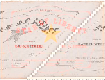 STAR OF LIBERTY CONFEDERATE PUBLISHED CIVIL WAR SHEET MUSIC.