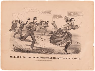 ANTI-JEFFERSON DAVIS "PRESIDENT IN PETTICOATS" CIVIL WAR CURRIER PRINT.