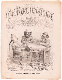 RACIST "THE HEATHEN CHINEE" WESTERN EXPANSION ANTI-CHINESE SHEET MUSIC.