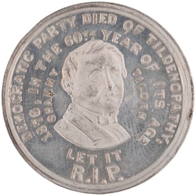 TILDEN SATIRICAL TOKEN DeWITT #1876-6 REFERENCING "R.I.P./CAKE/& SORE TOE".
