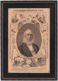 PETER COOPER 1876 INDEPENDENT GREENBACK PARTY POSTER.