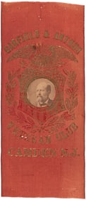 GARFIELD & ARTHUR VETERANS CLUB CAMDEN, NJ 1880 APPLIED PORTRAIT RIBBON.
