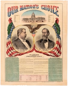 HANCOCK & ENGLISH 1880 JUGATE POLITICAL CHART POSTER.