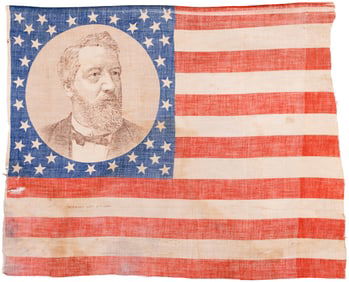 JAMES BLAINE 1884 CAMPAIGN PORRTRAIT AMERICAN FLAG.