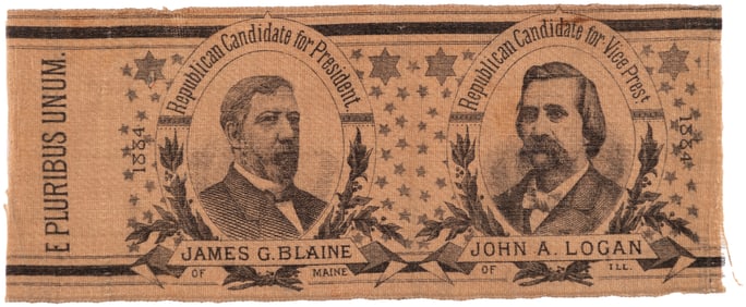 BLAINE & LOGAN 1884 HORIZONTAL FORMAT JUGATE RIBBON.