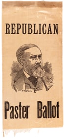 HARRISON "REPUBLICAN PASTER BALLOT" PORTRAIT RIBBON.
