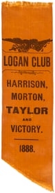 HARRISON, MORTON & TAYLOR RARE 1888 TENNESSEE COATTAIL RIBBON.