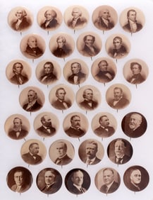 WASHINGTON THROUGH ROOSEVELT LARGE HIGH QUALITY REAL PHOTO SEPIA BUTTON SET.