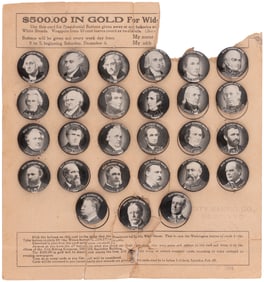 PRESIDENTS 1914 BUTTON SET FROM BALTIMORE BAKERY WITH RARE COLLECTING CARD.