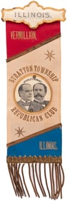 McKINLEY & HOBART "VERMILLION ILLINOIS" JUGATE RIBBON BADGE.