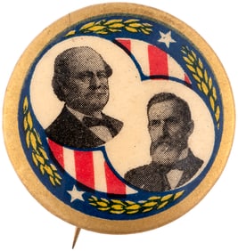 PATRIOTIC BRYAN AND KERN 1908 JUGATE BUTTON HAKE #3201.