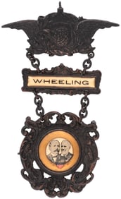 PARKER & DAVIS 1904 WHEELING, WEST VIRGINIA ORNATE BADGE.