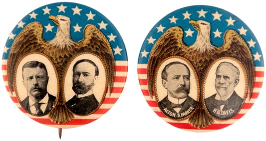 ROOSEVELT & PARKER 1904 JUGATE EAGLE MOTIF BUTTON PAIR.