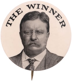 ROOSEVELT "THE WINNER" BOLD 1912 CAMPAIGN BUTTON HAKE #3205.