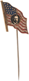 ROOSEVELT C. 1912 PORTRAIT IN AMERICAN FLAG STICKPIN BADGE.