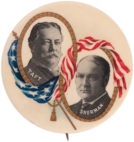 TAFT & SHERMAN LARGE FURLED FLAG JUGATE BUTTON HAKE #2.