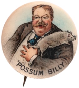 TAFT "'POSSUM BILLY" CARTOON BUTTON HAKE #207.