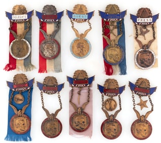 TAFT 1912 CHICAGO REPUBLICAN CONVENTION RIBBON BADGE COLLECTION OF 10.