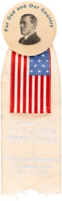 WILSON "FOR GOD AND OUR COUNTRY" PORTRAIT BUTTON SINGLE DAY EVENT RIBBON.