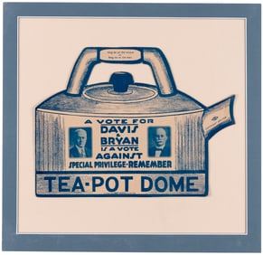 DAVIS & BRYAN "TEA-POT DOME" 1924 DIE CUT TEAPOT JUGATE WINDOW HANGER.