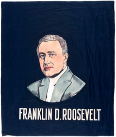 ROOSEVELT COLOR PORTRAIT OVERSIZED 1932 CAMPAIGN BANNER.