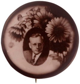 LANDON SEPIA TONED SUNFLOWER MOTIF PORTRAIT BUTTON HAKE #40.