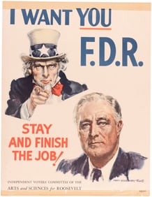 ROOSEVELT UNCLE SAM "I WANT YOU" POSTER BY JAMES MONTGOMERY FLAGG.
