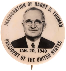 TRUMAN REAL PHOTO 1949 INAUGURATION BUTTON HAKE #2019.