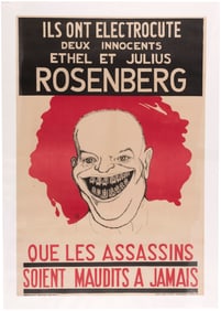 JULIUS & ETHEL ROSENBERG IKE ANTI-EISENHOWER 1954 COMMUNIST POSTER.
