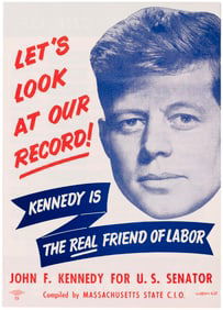 KENNEDY FOR U.S. SENATOR MASSACHUSETTS 1952 LABOR PAMPHLET.