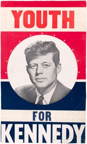 JFK UNIQUE 1958 SENATE POSTER ADAPTED FOR "YOUTH FOR KENNEDY" SLOGAN.