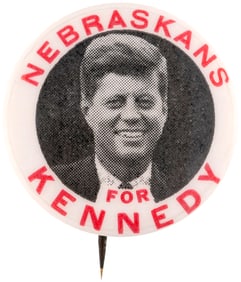 NEBRASKANS FOR KENNEDY 1960 BUTTON HAKE #2073.