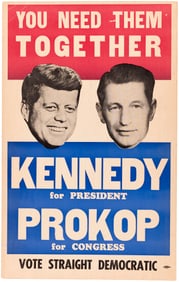 KENNEDY & PROKOP 1960 PENNSYLVANIA COATTAIL JUGATE POSTER.