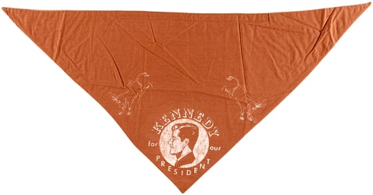KENNEDY FOR OUR PRESIDENT 1960 PORTRAIT FLANKED BY DONKEYS BANDANA.