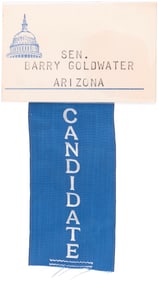 SEN. BARRY GOLDWATER ARIZONA CANDIDATE UNIQUE PERSONAL BADGE.