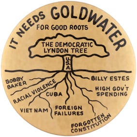 GOLDWATER "DEMOCRATIC LYNDON TREE" 1964 BUTTON HAKE #34.