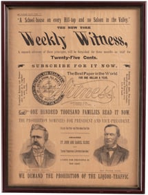 ST. JOHN & DANIEL "NO SALOON IN THE VALLEY" JUGATE 1884 CAMPAIGN POSTER.